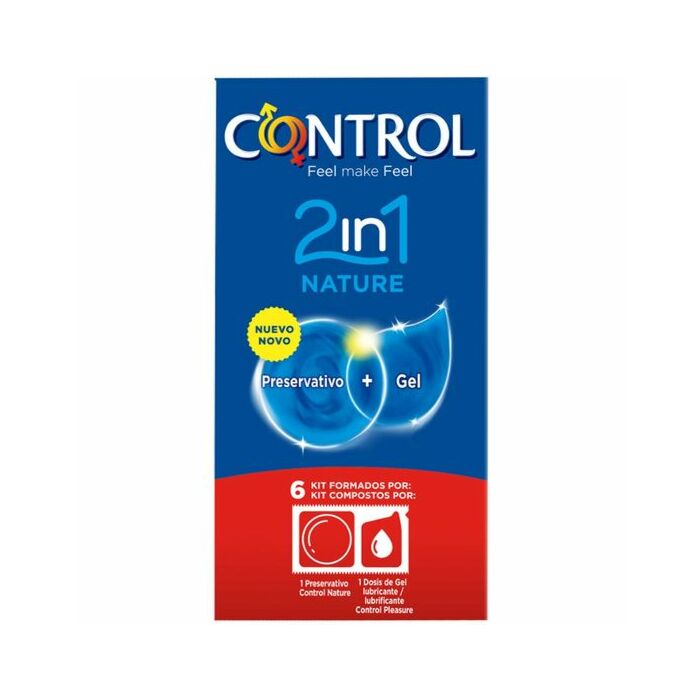 Control duo natura 2-1 preservativo + gel 6 uds