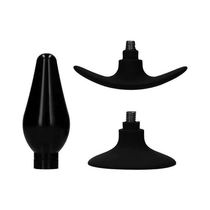Interchangeable butt plug set - pointed medium - black