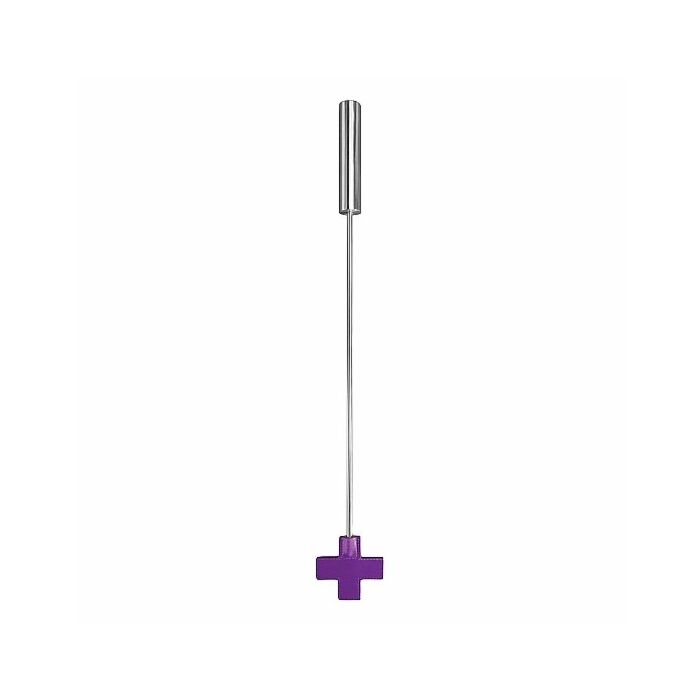 Leather cross tipped crop purple