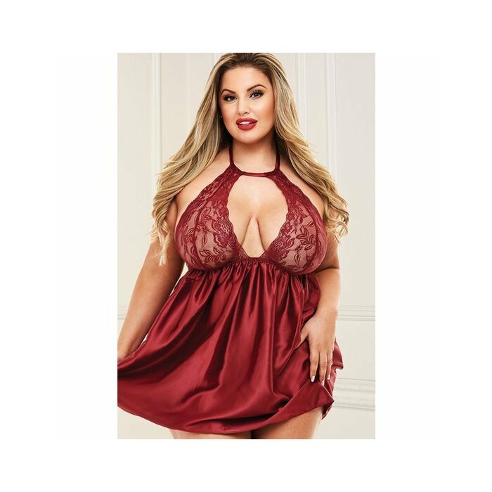 Sexy lace babydoll set red