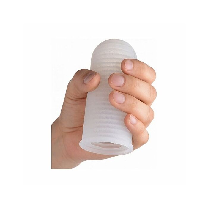 Palm-tec ultra grip ribbed silicone masturbator - transparent