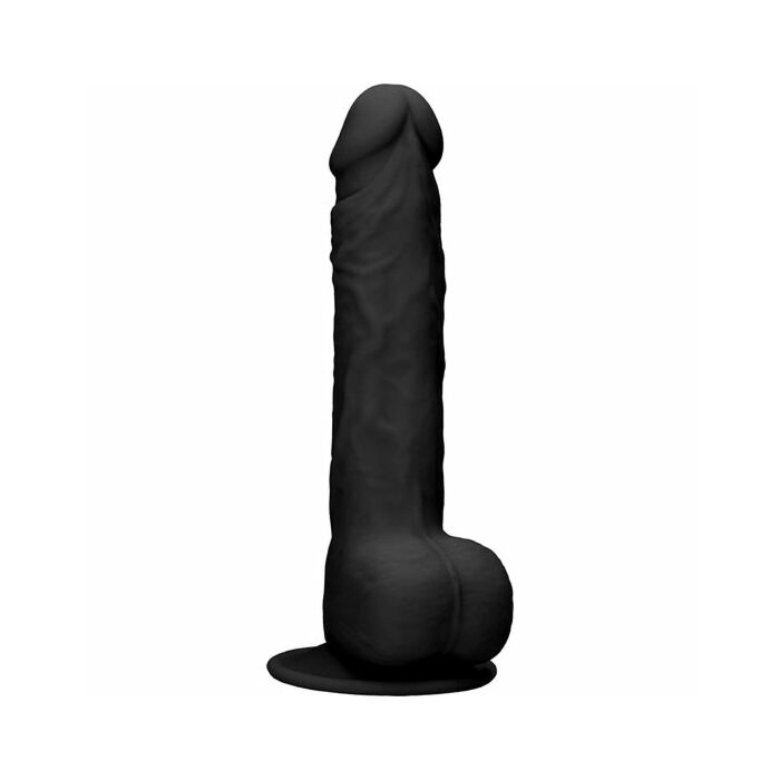 Silicone dildo with balls - 24 cm - black