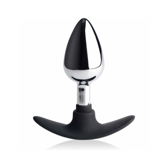 Dark invader - metal and silicone anal plug, medium - silver