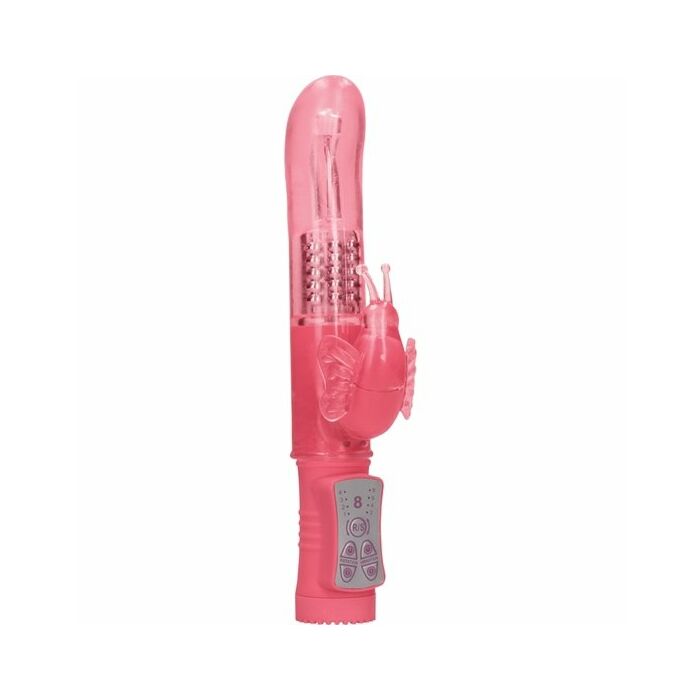 Rotating beaded butterfly vibrator - pink