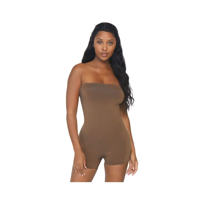 Microfiber opaque bodysuit - caramel