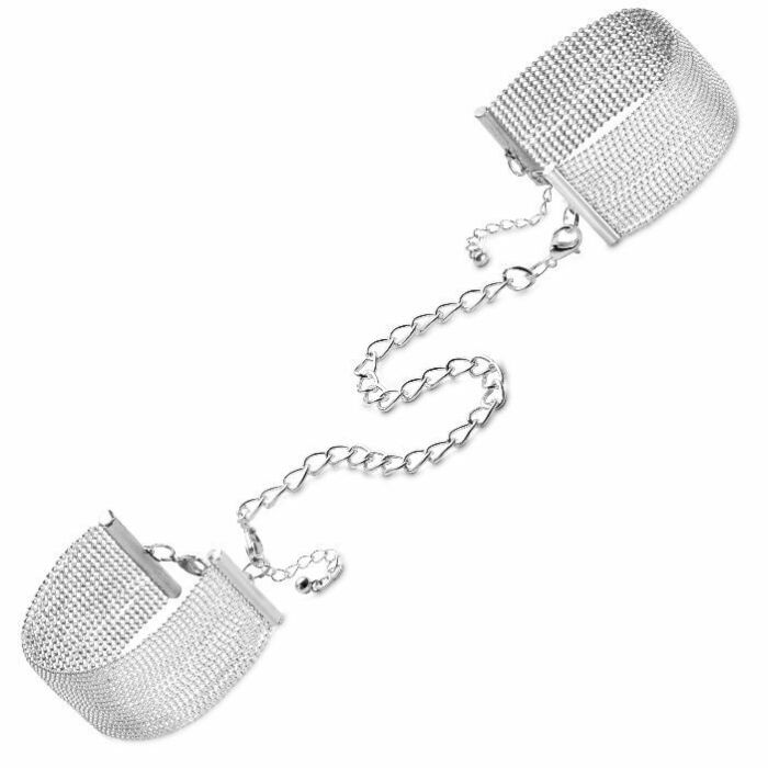 Magnifique metallic chain handcuffs / bracelets silver