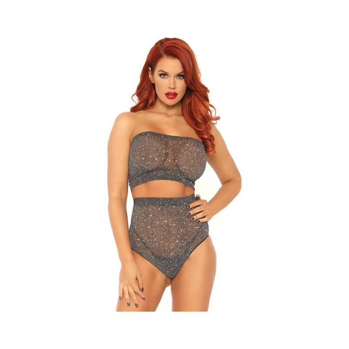 Leg avenue 2 pieces set lurex spandex top and panty one size