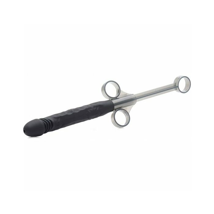 Jizz shooter silicone dildo lube launcher - black