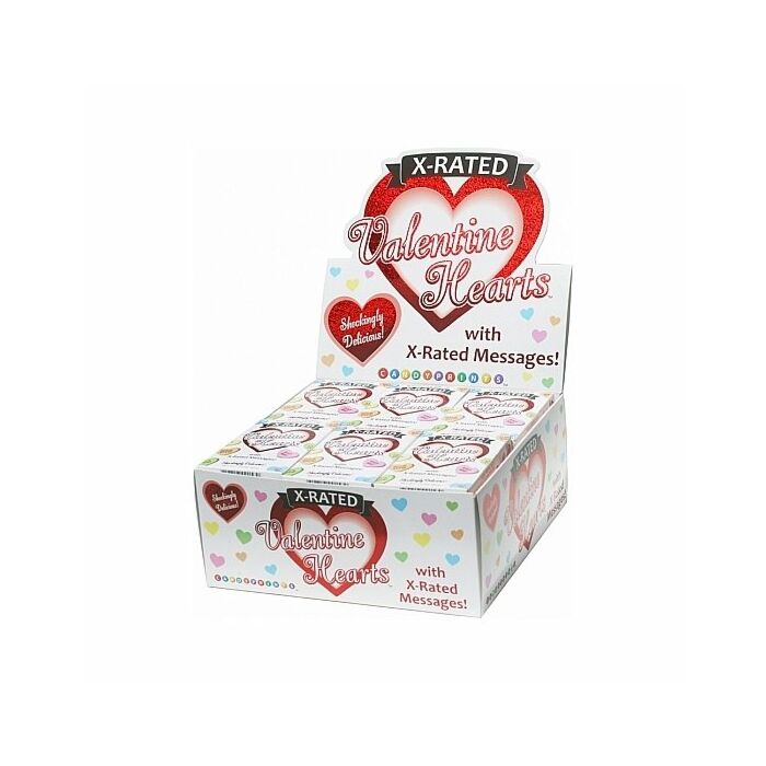 X rated valentines hearts candy - display 24 pieces