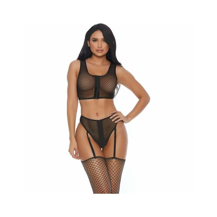 You a vixen bra and panty with garter straps black