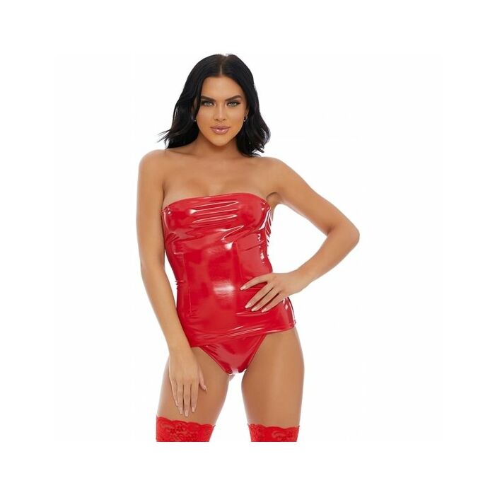 Slick chance vinyl lingerie set red