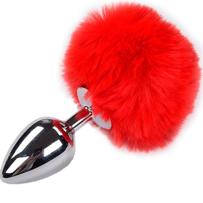 Red Pompon Plug - Metallic Anal Pleasure