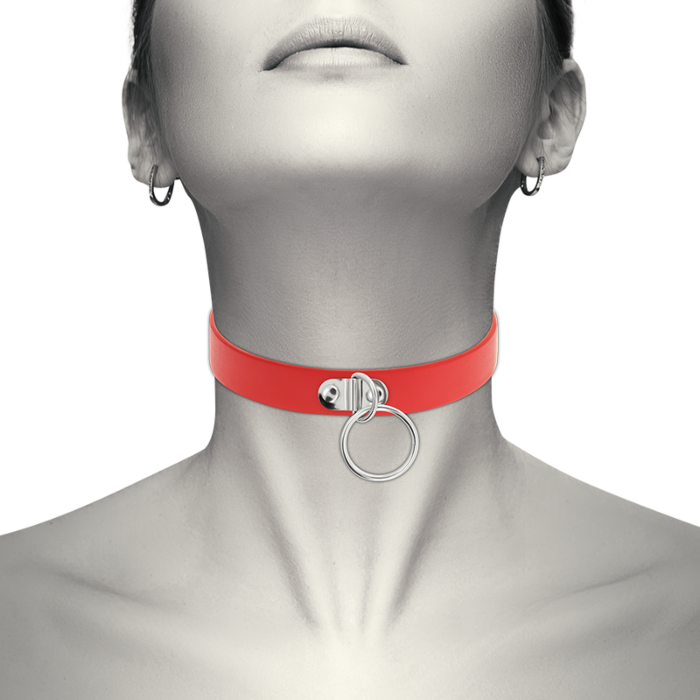 Chic Red Vegan Leather Collar - Sensual Accessory