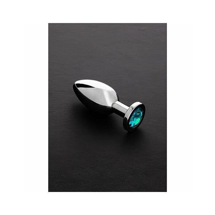 Jeweled butt plug aqua blue light - medium