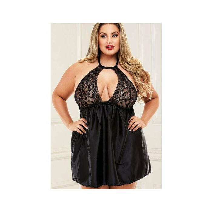 Sexy lace babydoll set black