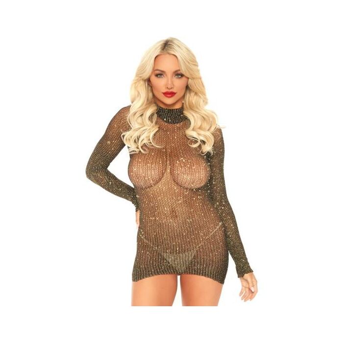 Leg avenue lurex sleeved fishnet dress one size
