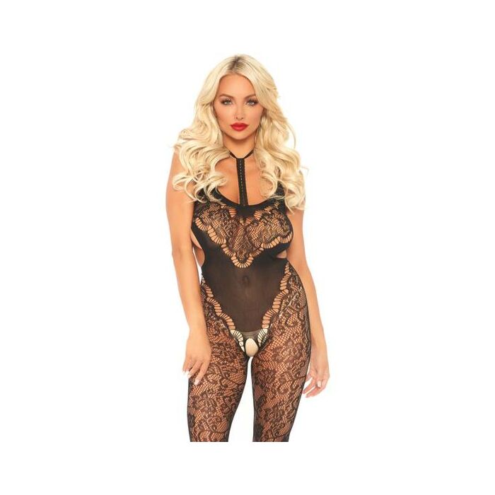 Leg avenue lace bodystocking with cut out one size