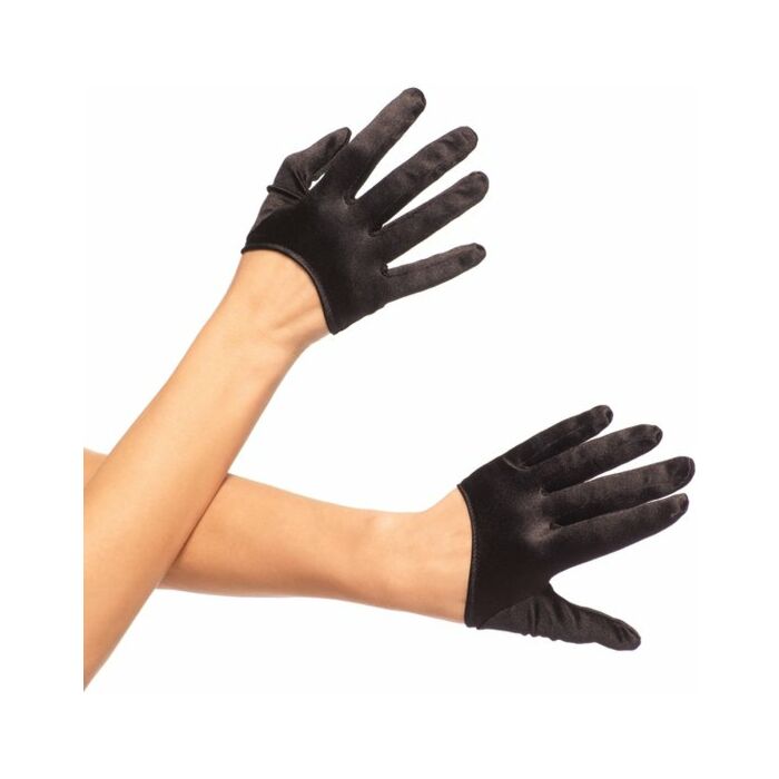Leg avenue mini cropped satin gloves black
