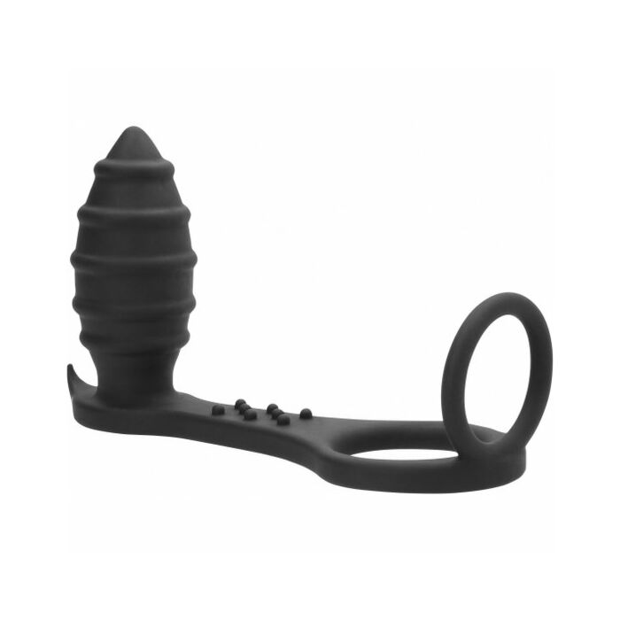 Sono no. 55 - butt plug with cock ring and ball-strap - black