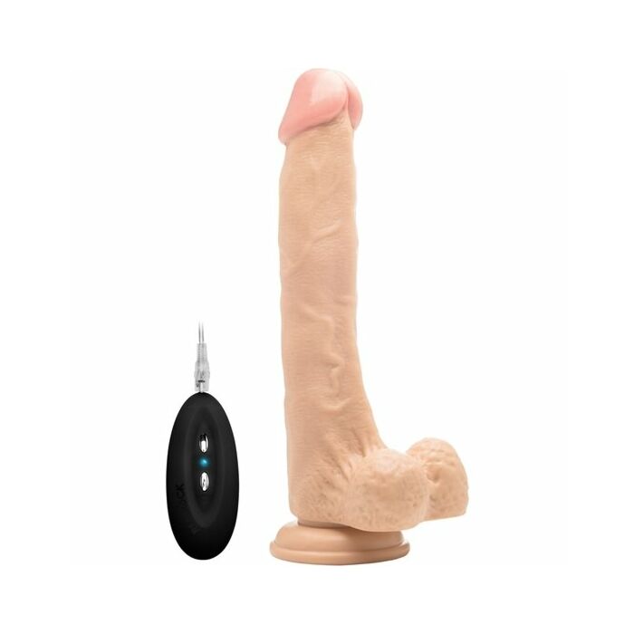 Vibrating realistic cock - 10 inch - with scrotum - skin