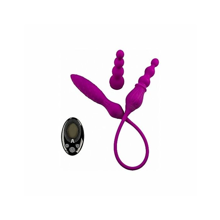 Double ended vibrator 2x with remote - purple