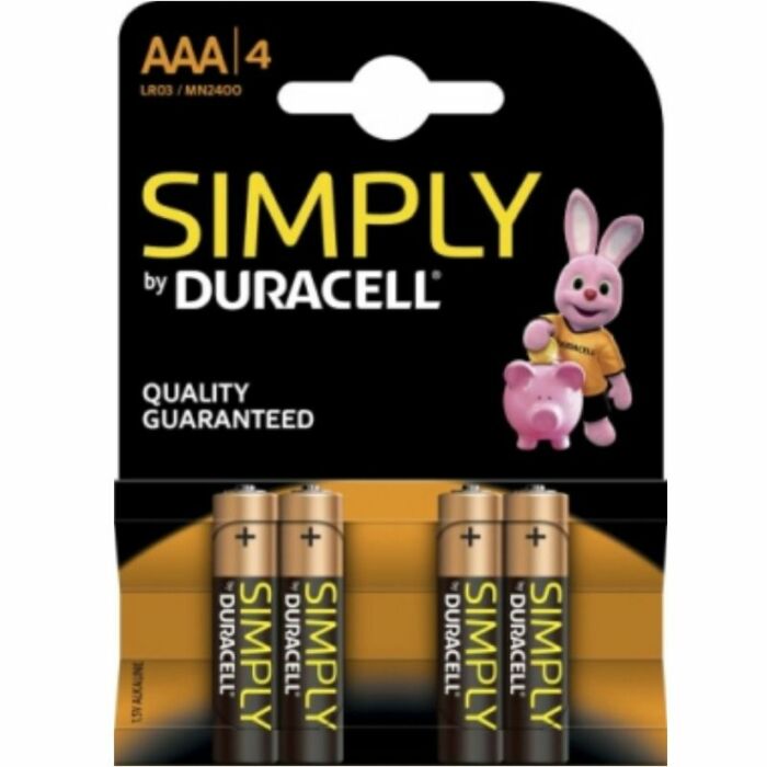 Duracell simply alkaline battery  aaa lr03 / mn2400 4 units