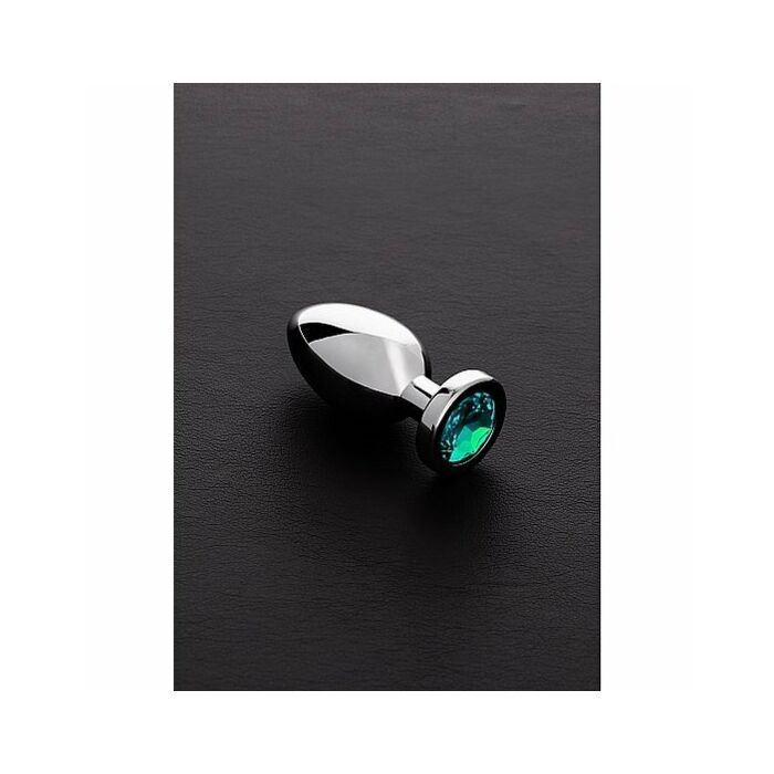 Jeweled butt plug aqua blue light - small