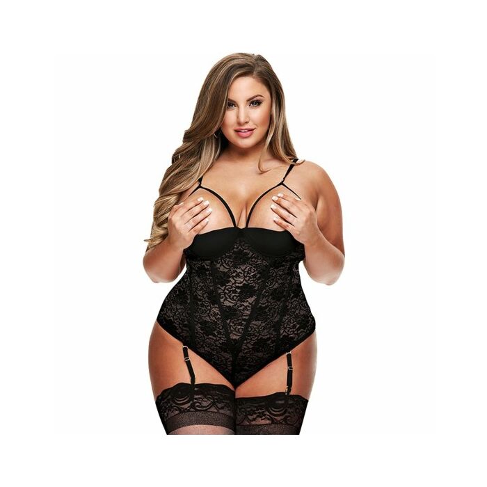 Lace teddy with garters