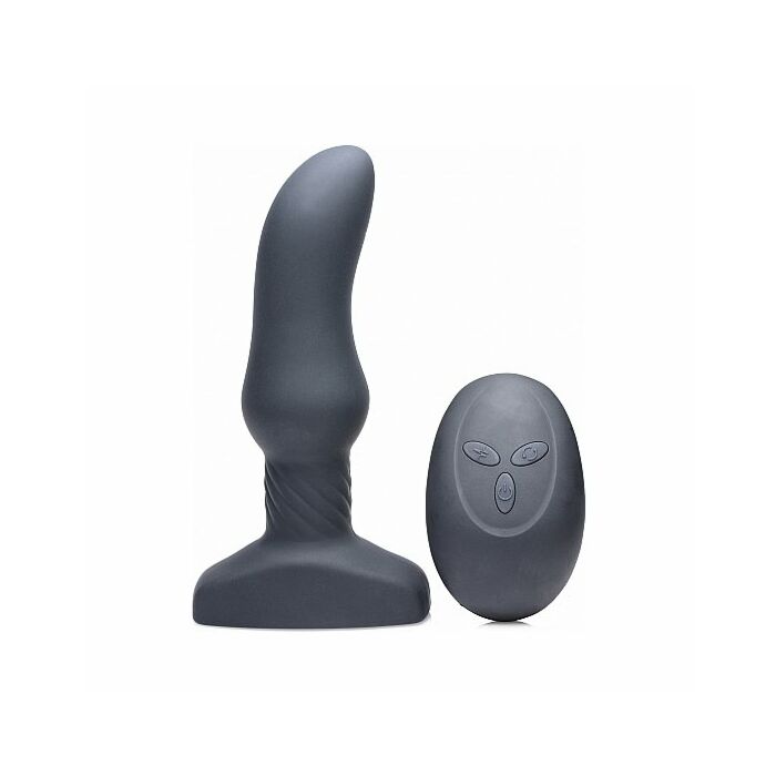 Slim m curved rimming plug with remote control black