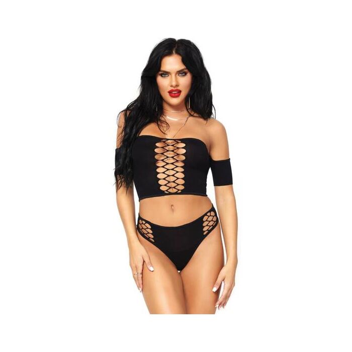 Leg avenue 2 pieces set opaque crop top and thong one size