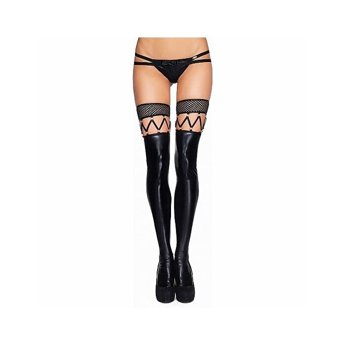 Caracas satin laces wetlook garterbelt black