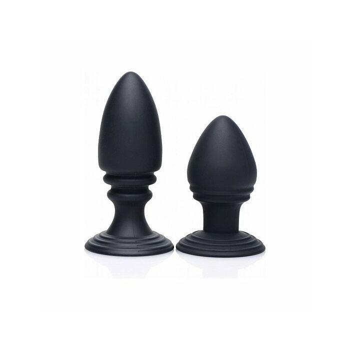 Duplex silicone anal plug set - black
