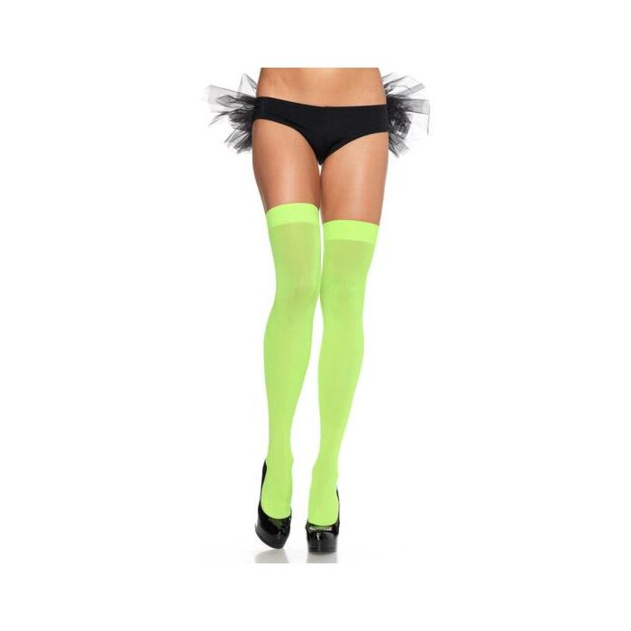 Leg avenue opaque nylon thigh highs neon green