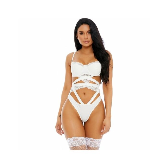 Best of both faux leather teddy - white