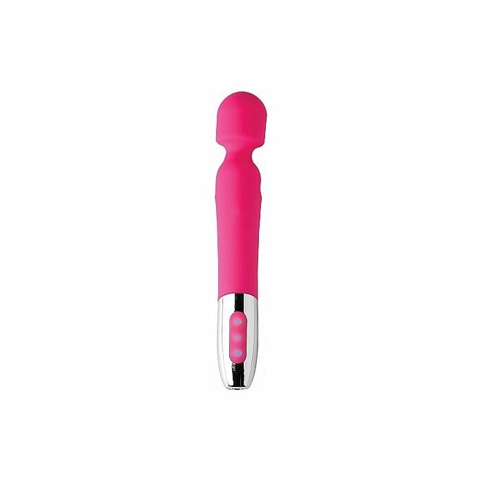 Rotating silicone wand with massage beads - pink