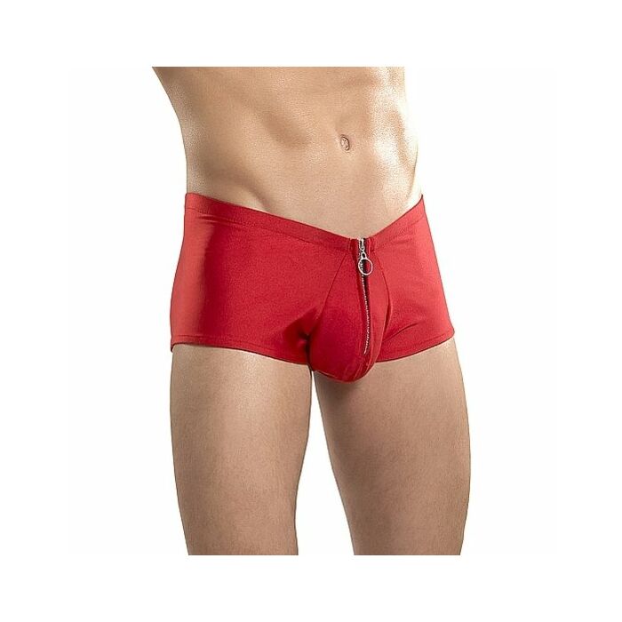 Male power zipper mini short red