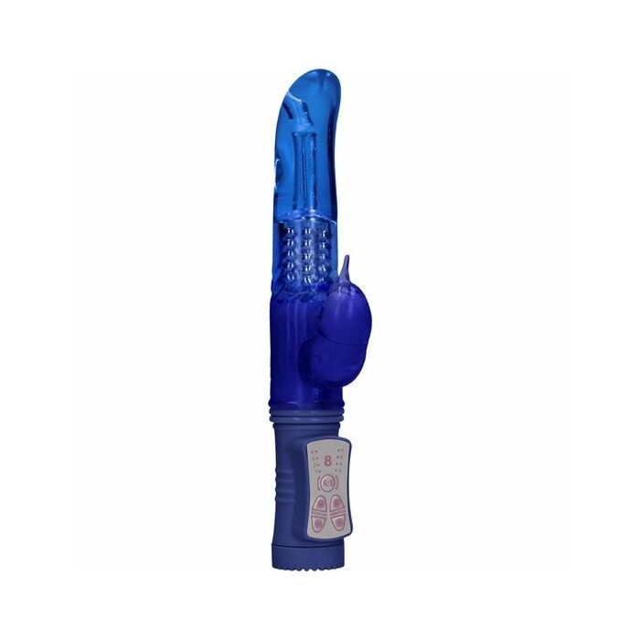 Rotating beaded dolphin vibrator - blue