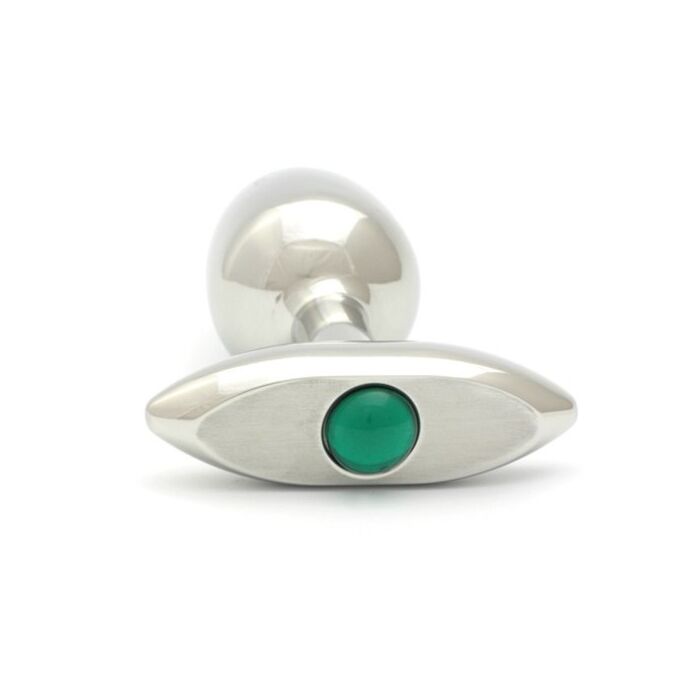 Rosebuds pressed glass plug  stainless steel 65 x 30 mm green