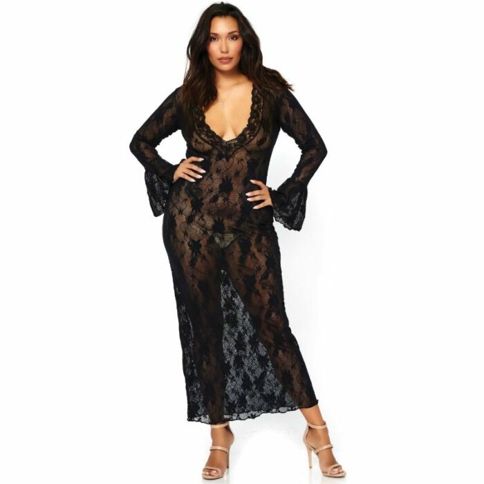 Leg avenue stretch deep v long dress plus size