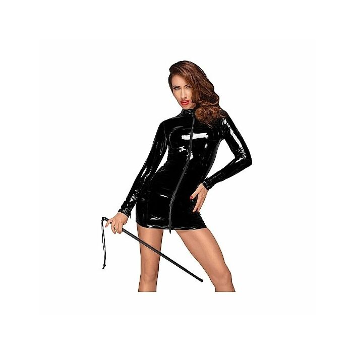 Long sleeved pvc mini dress - black