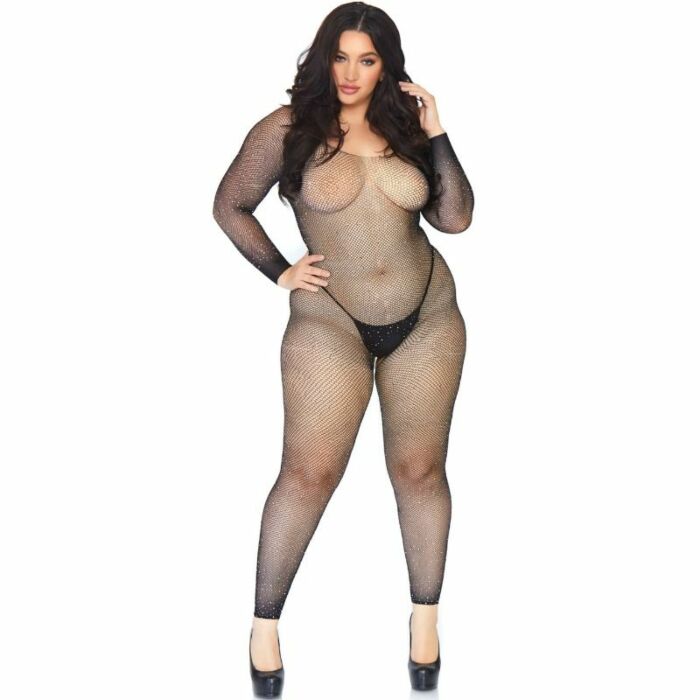 Leg avenue crystalized net body stocking 1x-2x