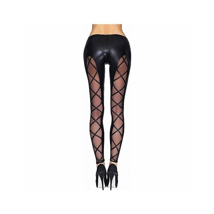 Camiri wetlook and mesh leggings - black