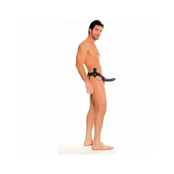 Fetish fantasy vibrating hollow strap-on for her or him purple.