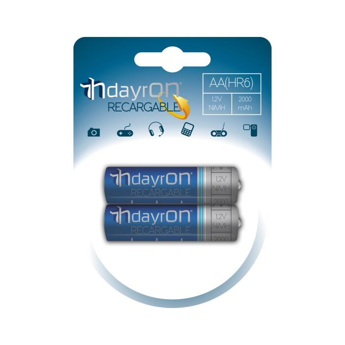 Rechargeable battery hr06 1,2v 2000ma dayron pack 2