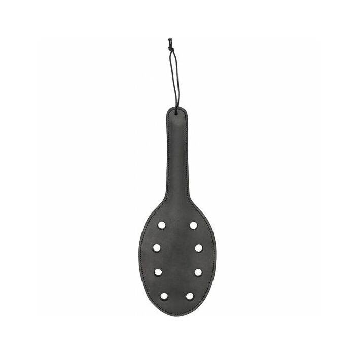 Saddle leather paddle with 8 holes  black