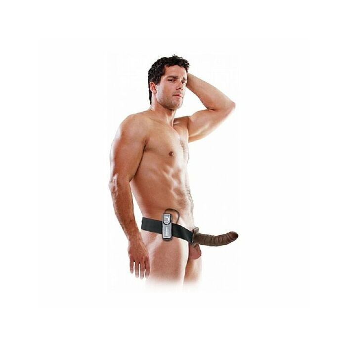 Fetish fantasy 19 cm vibrating hollow strap-on brown