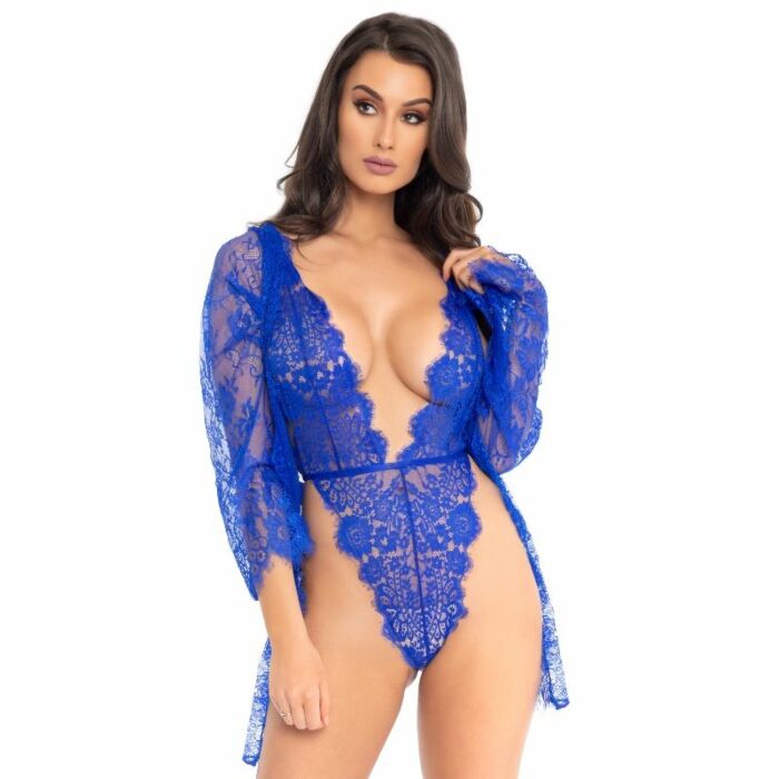Leg avenue teddy and robe blue s