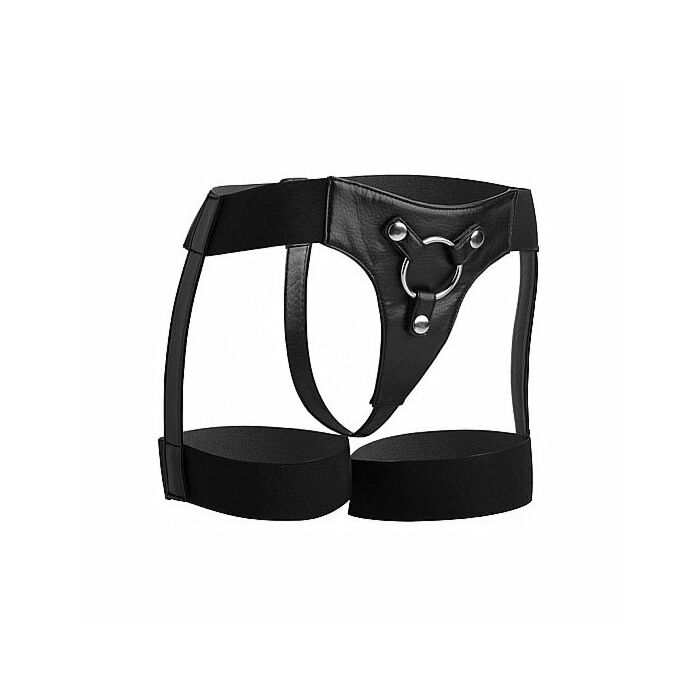 Bardot elastic strap on harness with thigh cuffs