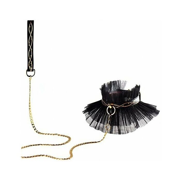 Zalo leather thorn choker&chain lead