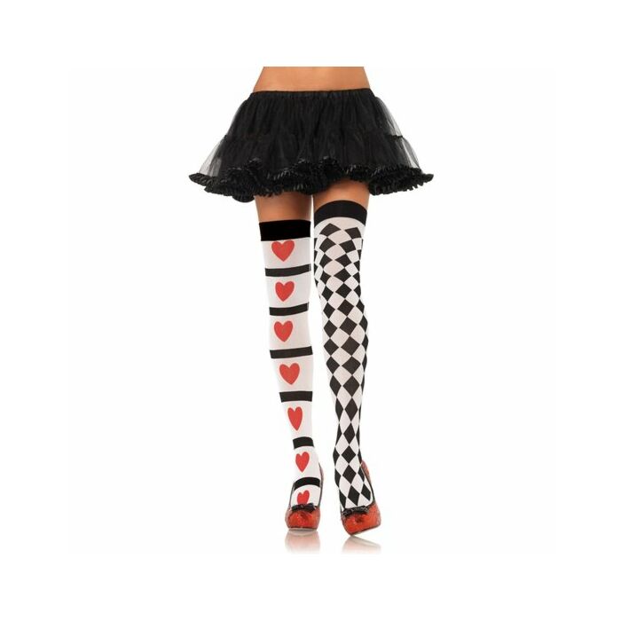 Leg avenue harlequin and heart thigh highs